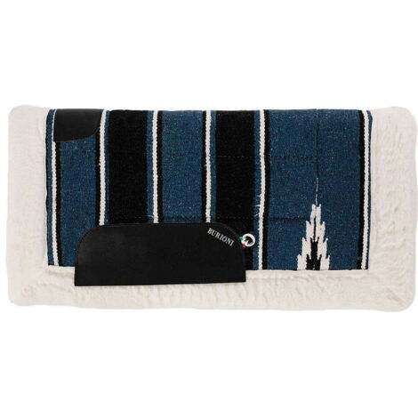 MANIFATTURE BURIONI Beige et bleu Rn1-Ltf - Tapis de selle western en tissu Navajo et fourrure synthétique avec renforts en cuir