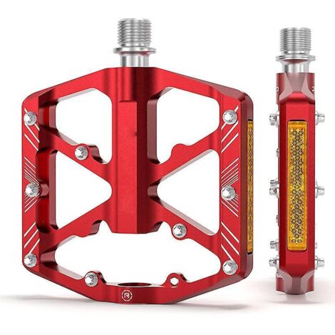 (rouge) Pdales De Vlo En Aluminium Avec Rflecteurs, Alliage D'aluminium Avec Rflecteurs, Repose-pieds, Accessoires D'quipement Cycliste
