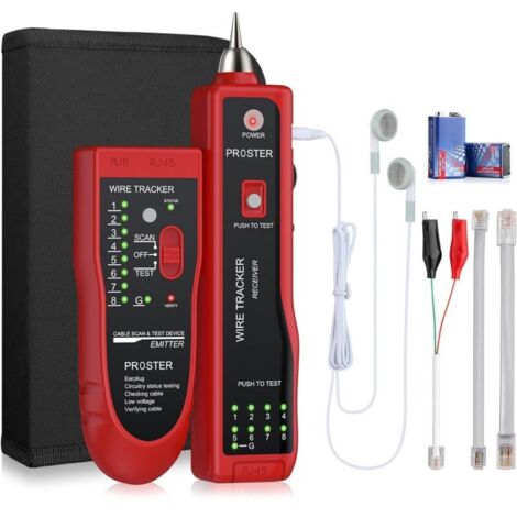 (Rouge) Traceur de Cable Electrique, Wire Tracker RJ11 RJ45 Finder Ethernet LAN Multifonction Toner Tracer Réseau Collation de Câble Téléphone Ligne Testeur de Continuité