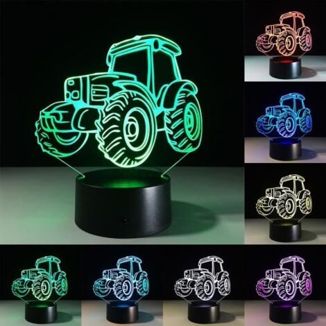 (Rouge, Vert, Bleu, Jaune, Céladon, Violet, Blanc)Lampe de Table - LED - 3D - 7 Couleurs - Tactile - Rechargeable USB