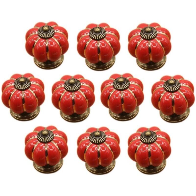 Rouge)10 Pcs Boutons de tiroir en céramique bouton de meuble pour tiroirs et placards de cuisine