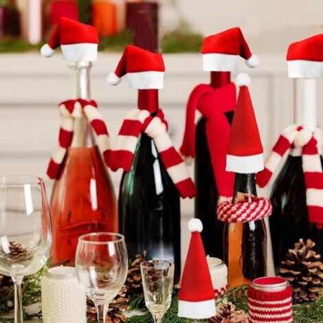 (rouge)20 Pcs Porte couverts de Noël Chapeaux de Père Noël Porte-couverts Chapeau de Père Noël Vaisselle Couverts Poche Couteau de poche
