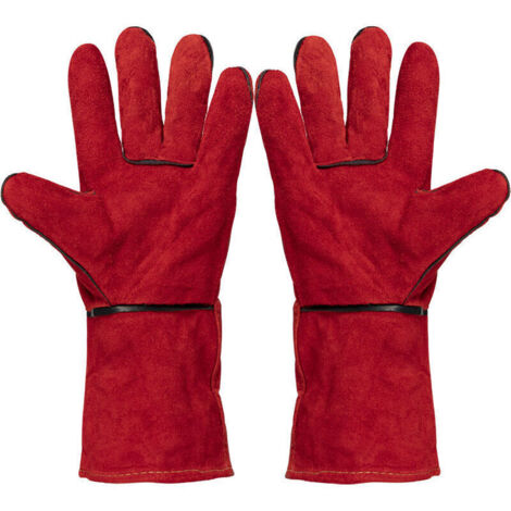 （rouge）Gant cuir de bovin pour soudure - Taille unique - L.33 cm