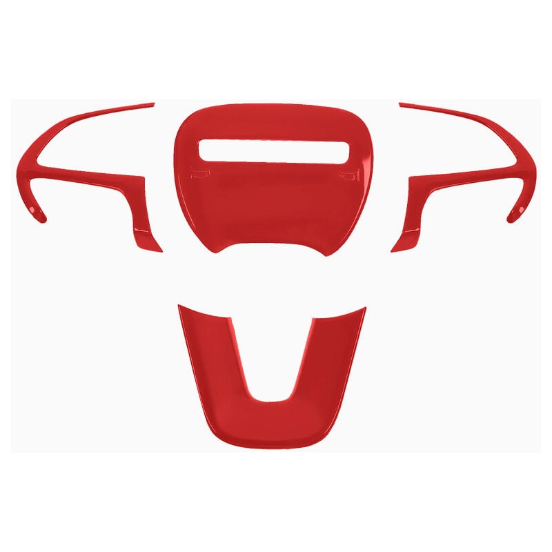 (Rouge)Garniture de décoration de volant de voiture en ABS chromé style fibre de carbone pour Dodge Challenger 15-21