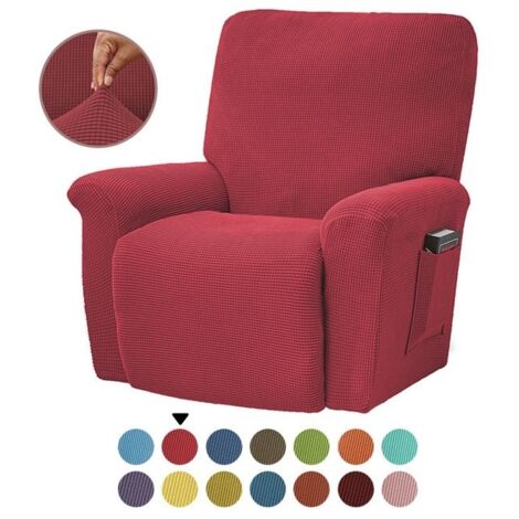 (rouge)Housses de Fauteuils Relax 1 Places, Jacquard à carreaux Extensible Housse pour Canapé Relax, rouge