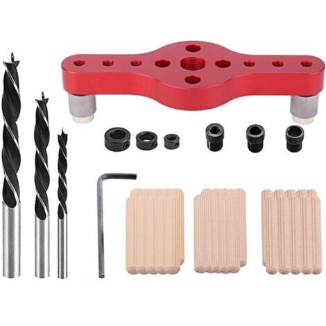 (rouge)Kit de gabarit de goujonnage à centrage automatique en alliage d'aluminium 6/8/10mm positionneur de localisateur de poinçon outil de travail du bois