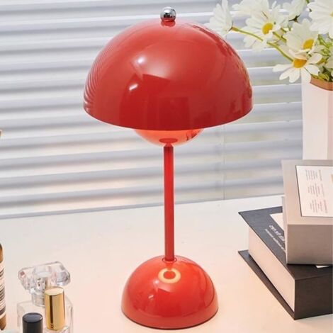 (rouge)Lampe de table LED, lampe champignon, lampe de chevet à chargement sans fil, intensité variable, 3 modes de luminosité (rouge)