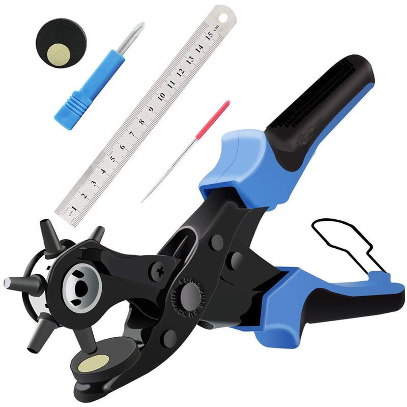 (Bleu)Perforatrice Cuir [Ensemble Parfait] Poinçon À Ceinture Professional