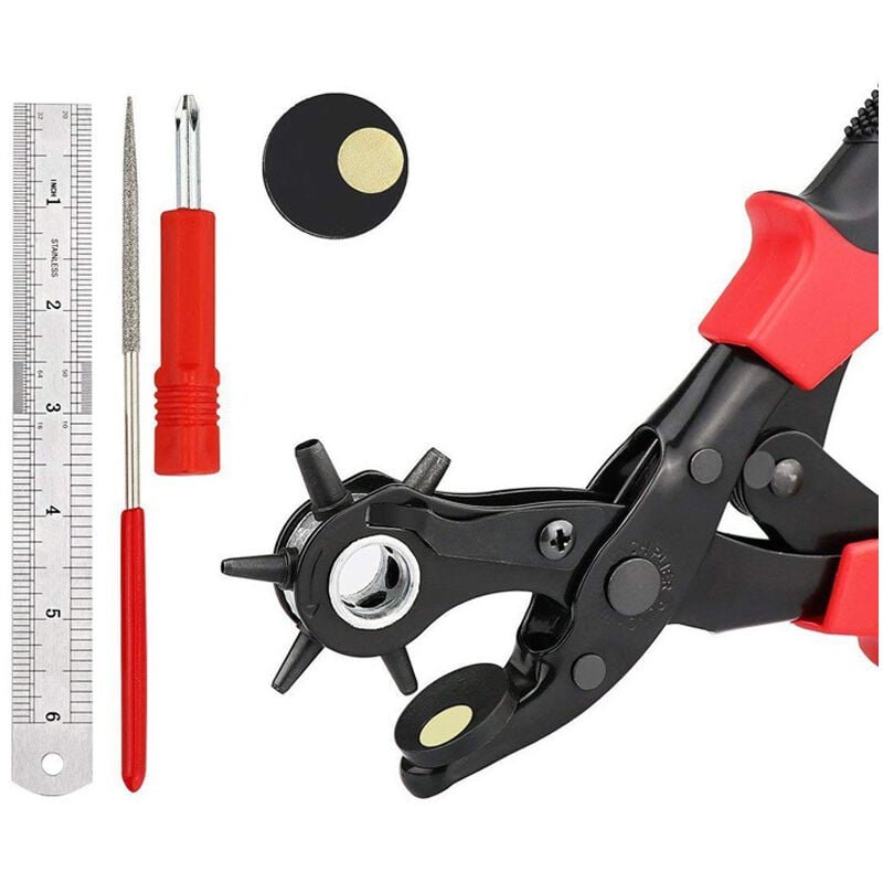 (Rouge)Perforatrice Cuir [Ensemble Parfait] Poinçon À Ceinture Professional