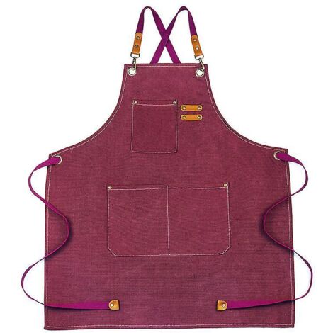 (rouge)tablier De Cow-boy De Avec Poches Pour Coiffeur, Peintre, Jardinier, Styliste De Coiffure Pour Femme Et Homme