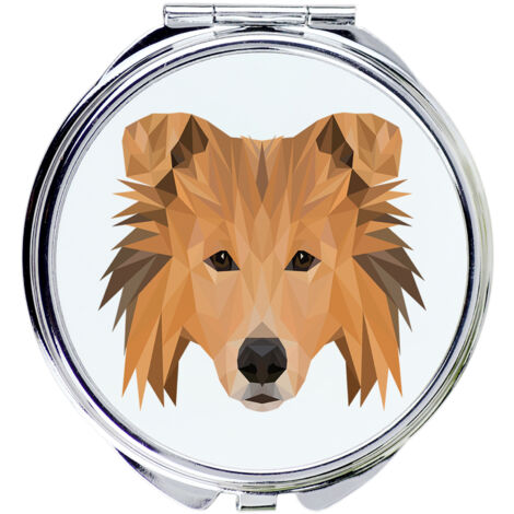 Rough Collie - specchio con foto e scritta geometrica di Art-Dog