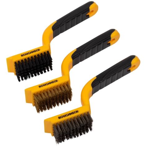 Roughneck 52-012 Wire Brush Set – 3-Piece Heavy-Duty Steel Wire Brushes for Cleaning and Surface Preparation