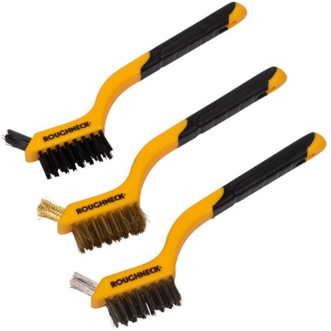 Roughneck Mini Wire Brush Set – 3 Pieces (Model ROU52005) for Precision Cleaning and Detailing