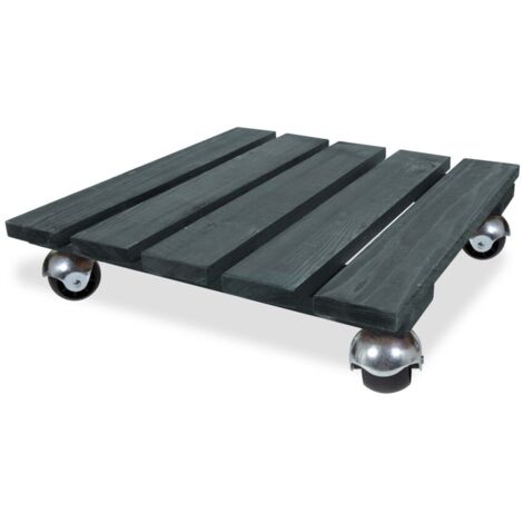 Roule-plantes Bois carré anthracite "Basics" 37,5 x 37,5 cm