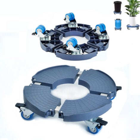 Roule-pot porte plante à roulettes, rotation à 360° avec 4 roues doubles, capacité portante 200 kg, diamètre réglable  41-61 cm, pour plante, pied de parasol, poubelle （ Bleu ）