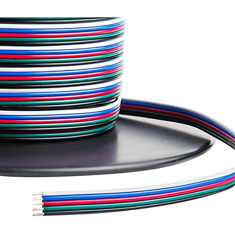 Rouleau 100m Gaine Câble Électrique Plat 0.5mm² pour Ruban led 5P