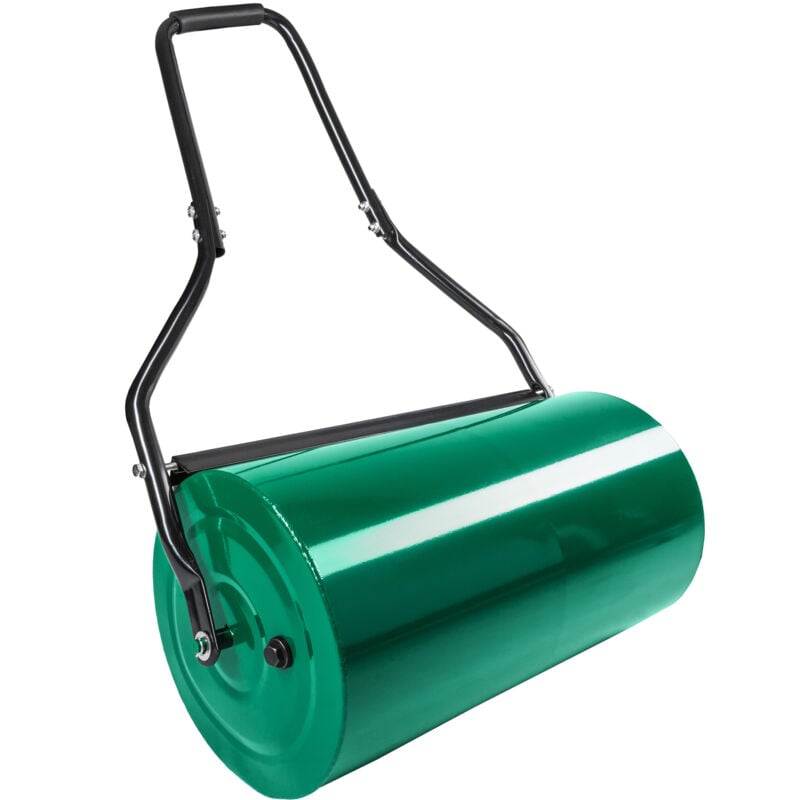 Tectake - Rouleau à gazon 60 cm avec Brancard en Acier - Remplissage Eau ou Sable 48 L Vert