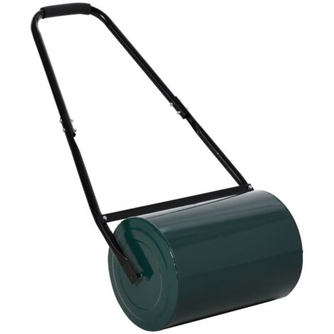 Rouleau à gazon avec poignée en U, diamètre 31 cm, largeur de travail 30 cm, remplissage eau/sable 40 L, métal vert