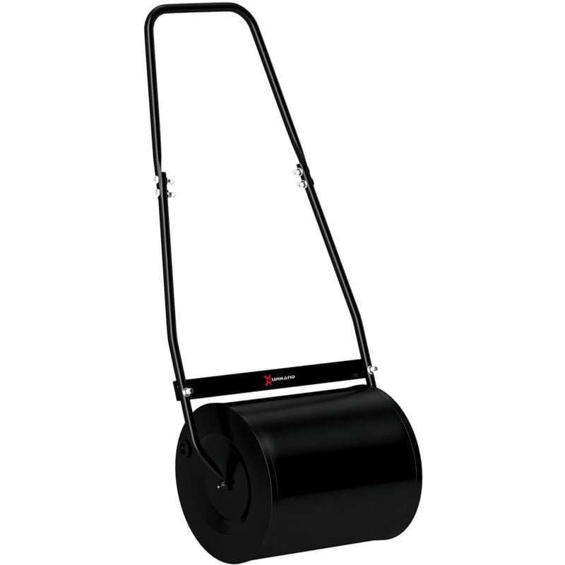 Rouleau à gazon jardin en acier avec poignée dim. 50L x 32l x 108H cm lestage max. 30 l noir