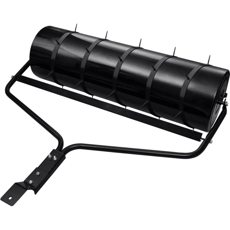 Rouleau à gazon de jardin et colliers d'aérateur noir 63 l fer Vidaxl