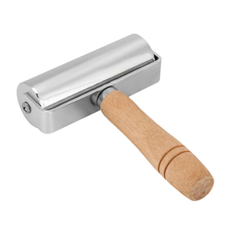Rouleau à Main en Acier pour Travail du Cuir, Manche en Bois Artisanal, Outil de Maroquinerie (10cm)