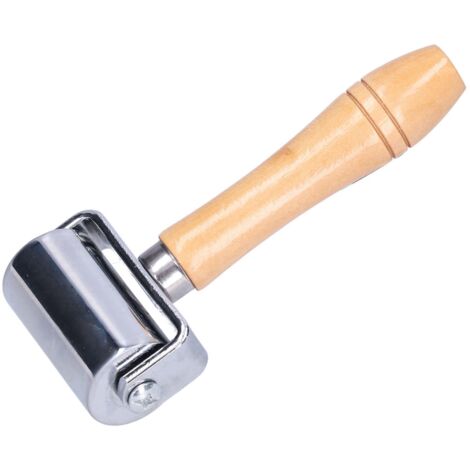 Rouleau à Main en Cuir avec Poignée en Bois pour Collage et Gaufrage - 60mm