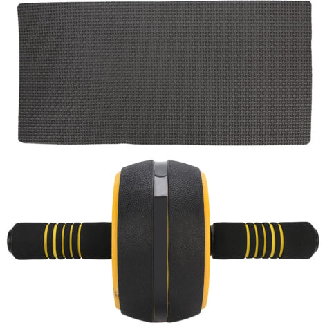 Rouleau Abdomen Fitness avec Poignée Détachable - Équipement d'Exercice Abdominal Jaune