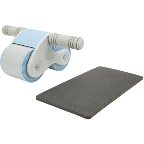 Rouleau abdominal double roue pour exercices à domicile, équipement de fitness bleu gris