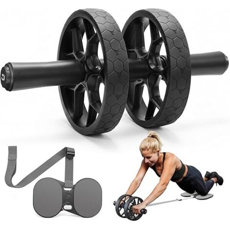 Rouleau Abdominal - Roue Pour Abdos À Double Roue De 11 Cm - Avec Bande De Résistance Réglable Et Détachable - Pour Entraînement Du Core À La Maison - 1 Pièce