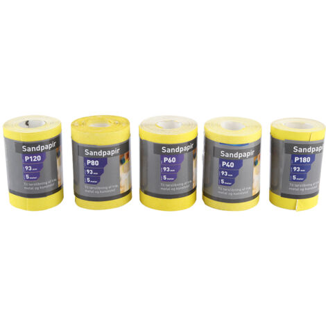 Rouleau abrasif déchirable à la main, 5 pièces grains 40/60/80/120/180 pour ponçage