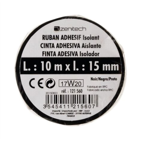 Rouleau adhesif 15mm x 10 mètres noir