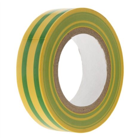 Rouleau adhesif 15mm x 10 mètres vert/jaune