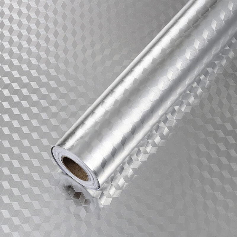 Rouleau adhésif aluminium au mètre - revêtement mural meuble de protection auto-adhésif étanche - 60cmx2m
