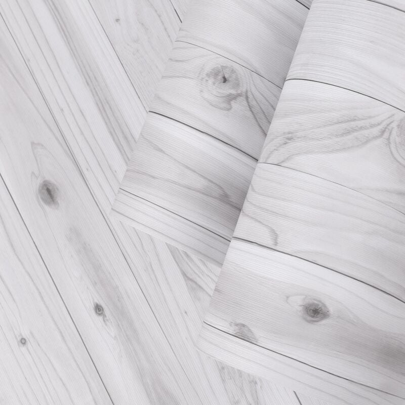 Rouleau adhésif bois blanc-gris au mètre - Autocollants Revêtement Adhésif Cuisine Meubles Salle de bain - 60x3m - multicolore
