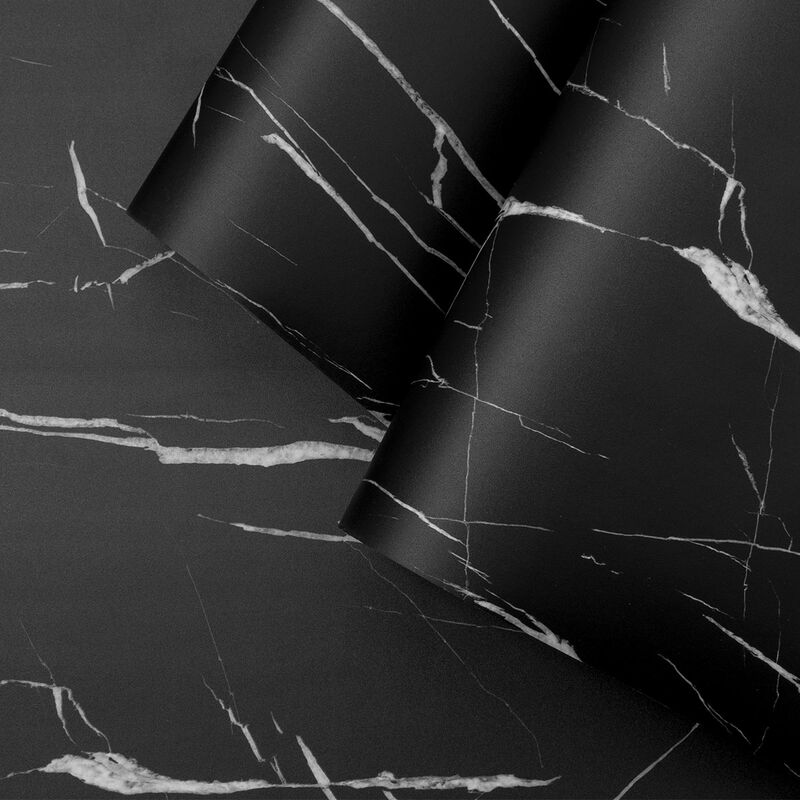 Ambiance-sticker - Rouleau adhésif marbre noir et blanc au mètre - Autocollants Revêtement Adhésif Cuisine Meubles Salle de bain - 60x6m - multicolore