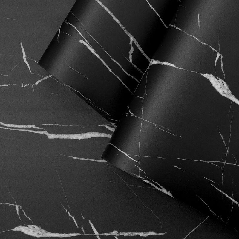 Ambiance-sticker - Rouleau adhésif marbre noir et blanc au mètre - Autocollants Revêtement Adhésif Cuisine Meubles Salle de bain - 60x5m - multicolore