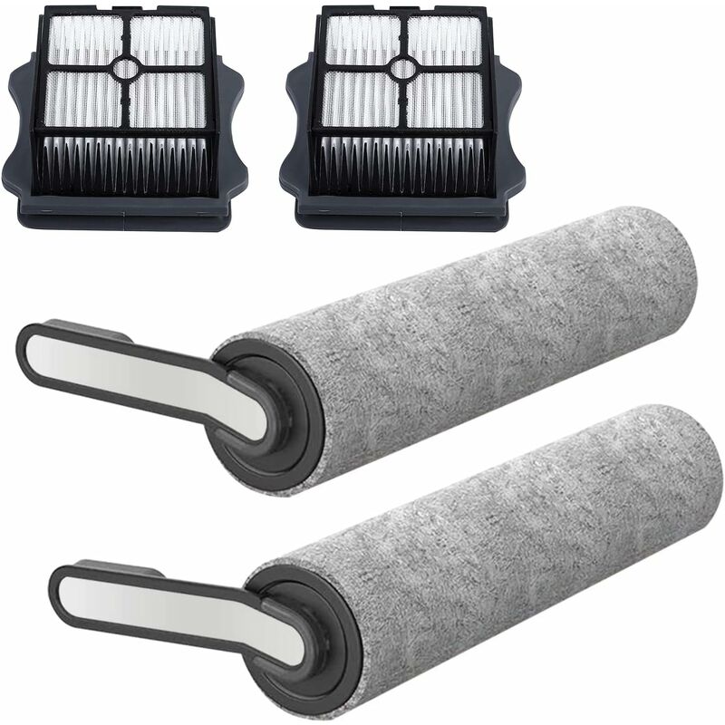 Aougo - Rouleau Brosse de Rechange et Ensemble hepa pour Aspirateur Sec/Humide sans Fil pour Floor OneS 5 (2 x Rouleau de brosse + 2 x Filter hepa)