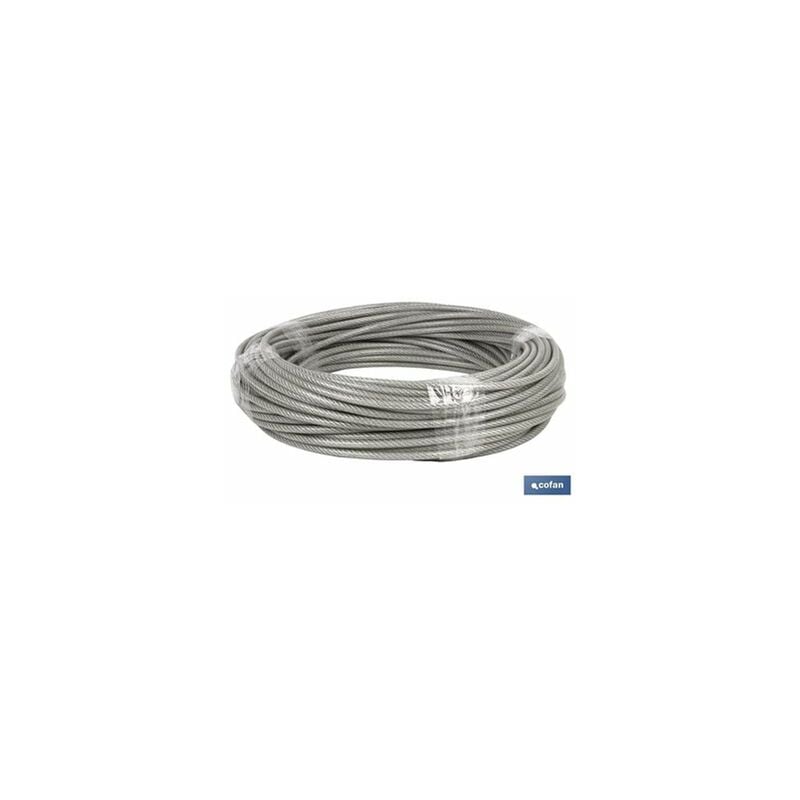 Câble Acier 6mm 4x6mm 6x7+1 Plastique (50m)