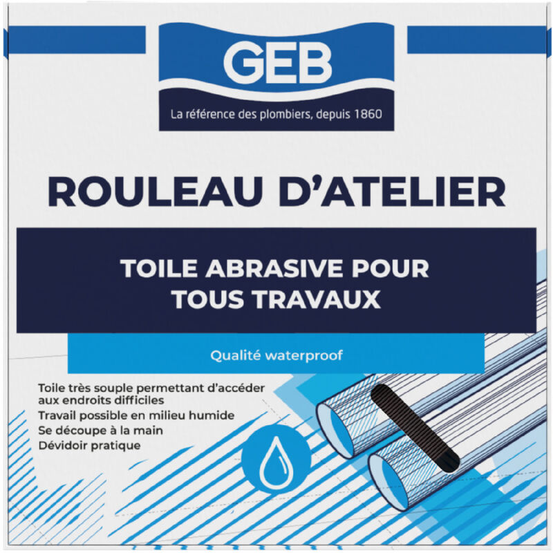 Rouleau toile abrasive grain 60 qualité Waterproof - largeur 38mm x 25ml