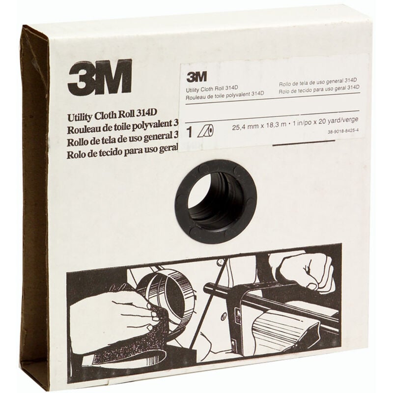 3M - Rouleau de toile polyvalent 314D, Oxyde d'aluminium grain P180, 25m x 25mm ( Prix pour 1 )