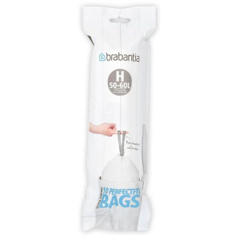 rouleau de 10 sacs poubelle code h - 50/60 l - perfect fit - brabantia
