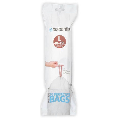 rouleau de 10 sacs poubelle code l - 45 l - perfect fit - brabantia