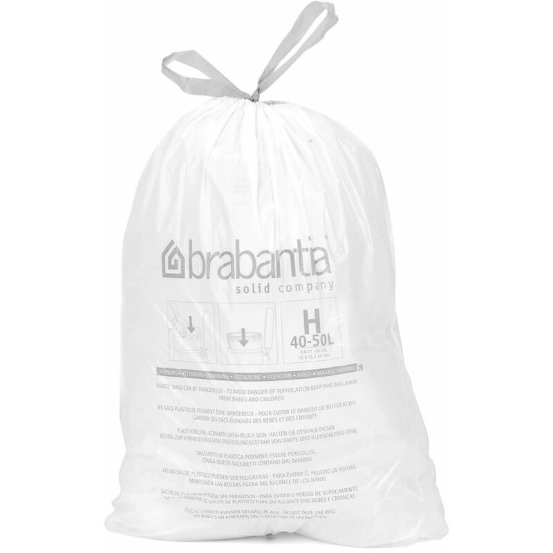 Brabantia - Rouleau 10 sacs poubelles 50 l blanc Code h - Blanc