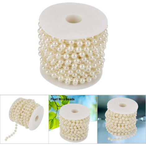 Rouleau de 10m de Perles en Fil Perlé 8mm (Beige) pour Décoration DIY et Mariage