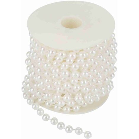 Rouleau de 10m de Perles en Fil Perlé 8mm Blanc pour Décoration DIY et Mariage
