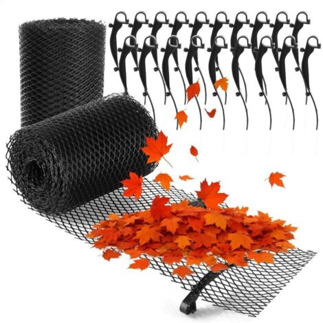 Rouleau de 12 mètres de Protection de gouttière pour Maison, abri Voiture, écurie avec 20 Pinces - découpable - kit de Protection de gouttière