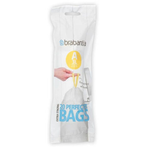 rouleau de 20 sacs poubelle code a - 3 l - perfect fit - brabantia
