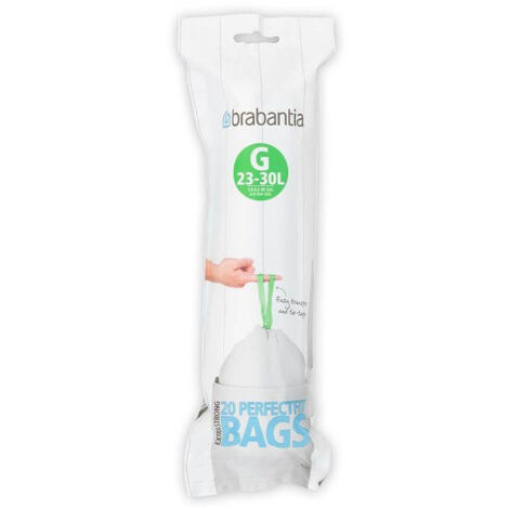 rouleau de 20 sacs poubelle code g - 23/30 l - perfect fit - brabantia