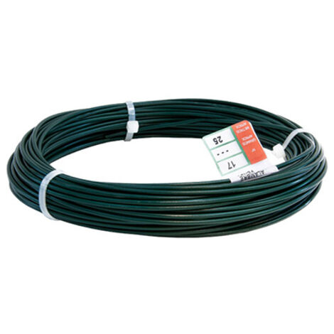 Rouleau de 25 m de fil de fer enduit vert