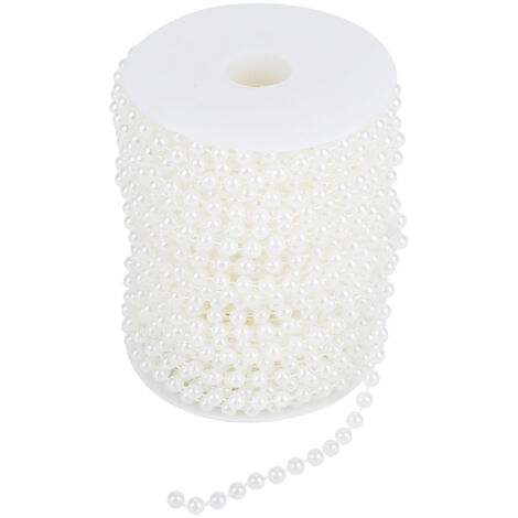 Rouleau de 25m de Perles en Fil Perlé 6mm Blanc pour Décoration DIY et Mariage
